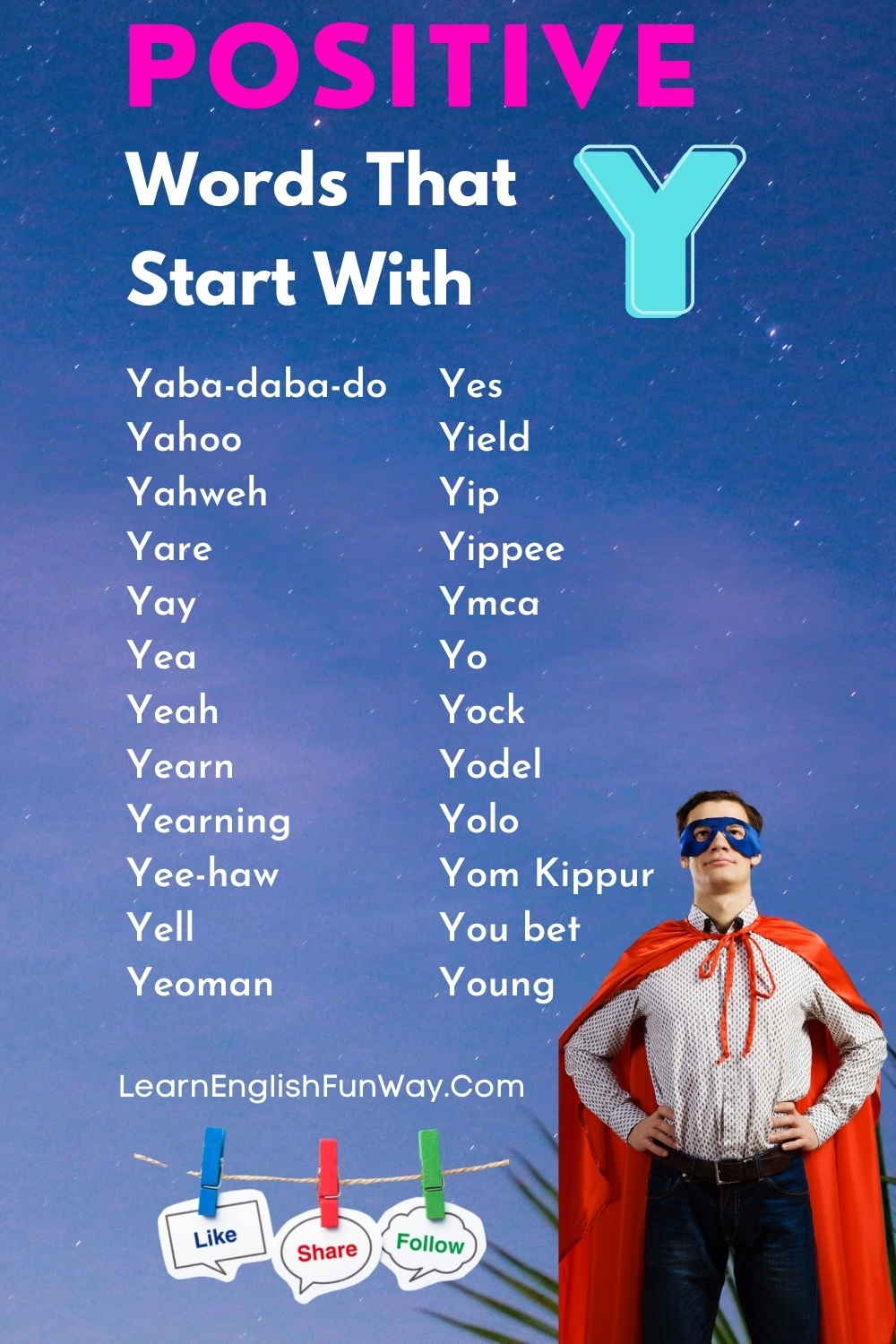 List Of Y Words For Kids